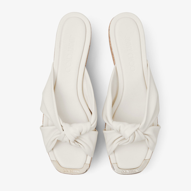 Avenue Wedge 50 Latte Nappa Leather Wedge Mules 4