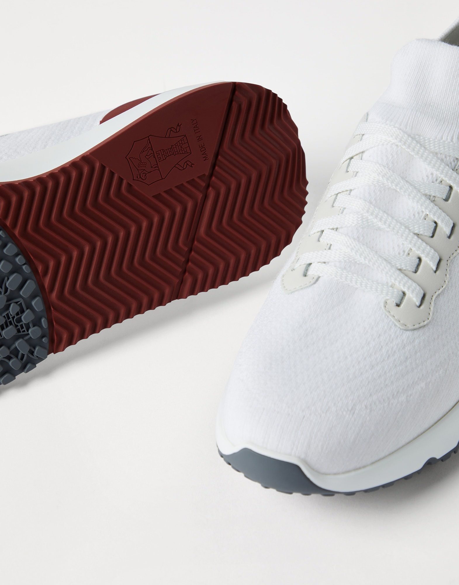 Cotton knit and semi-polished calfskin runners - 3