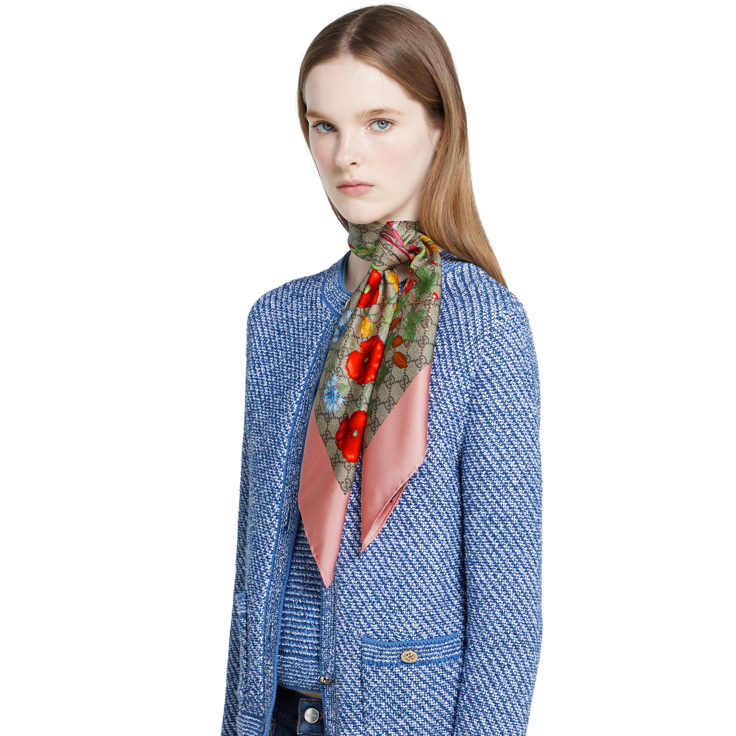 GG Flora print silk scarf - 3
