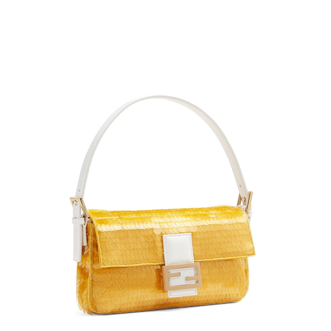 Yellow satin bag with sequins - 2