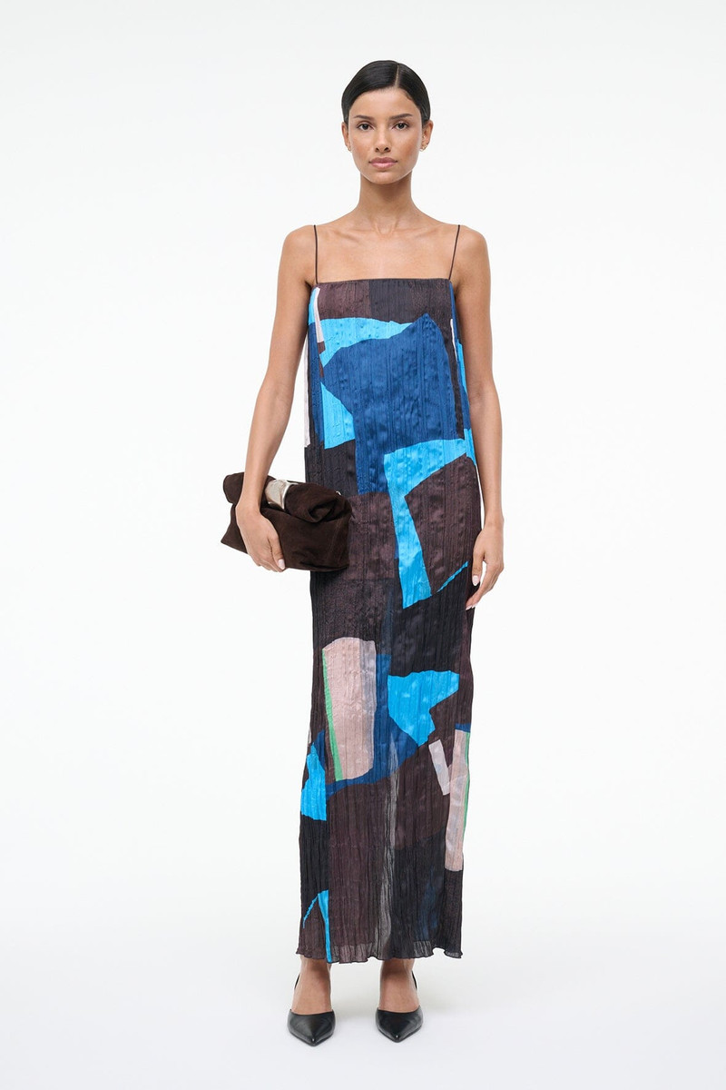 STAUD MAE DRESS BLUE PRISM 1