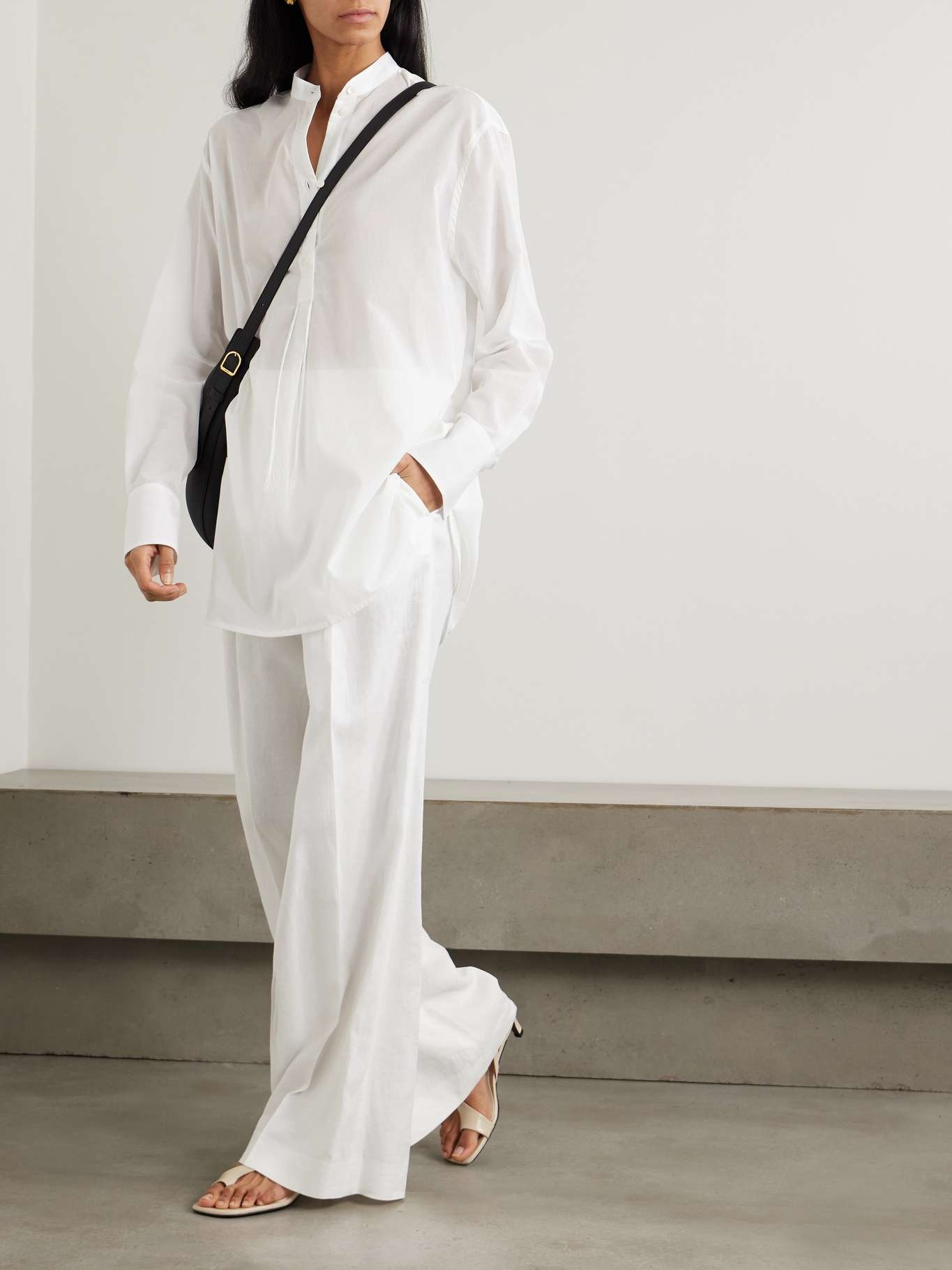 Embroidered organic cotton-voile shirt White - 2