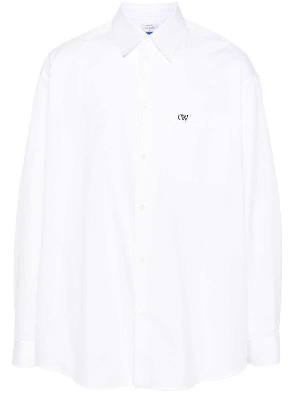 logo-embroidered cotton shirt - 1