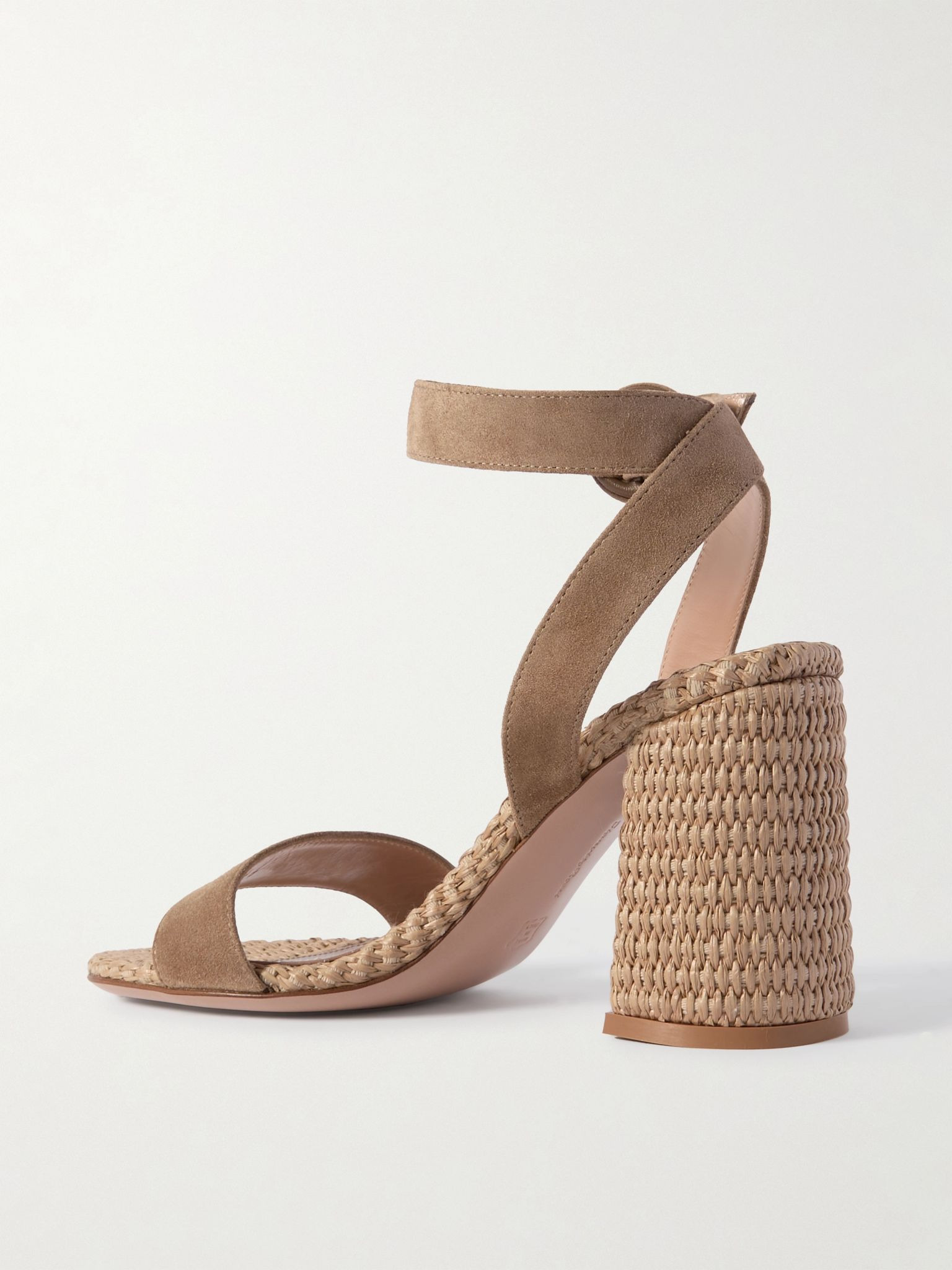 Luana 85 suede and raffia sandals Neutral - 3