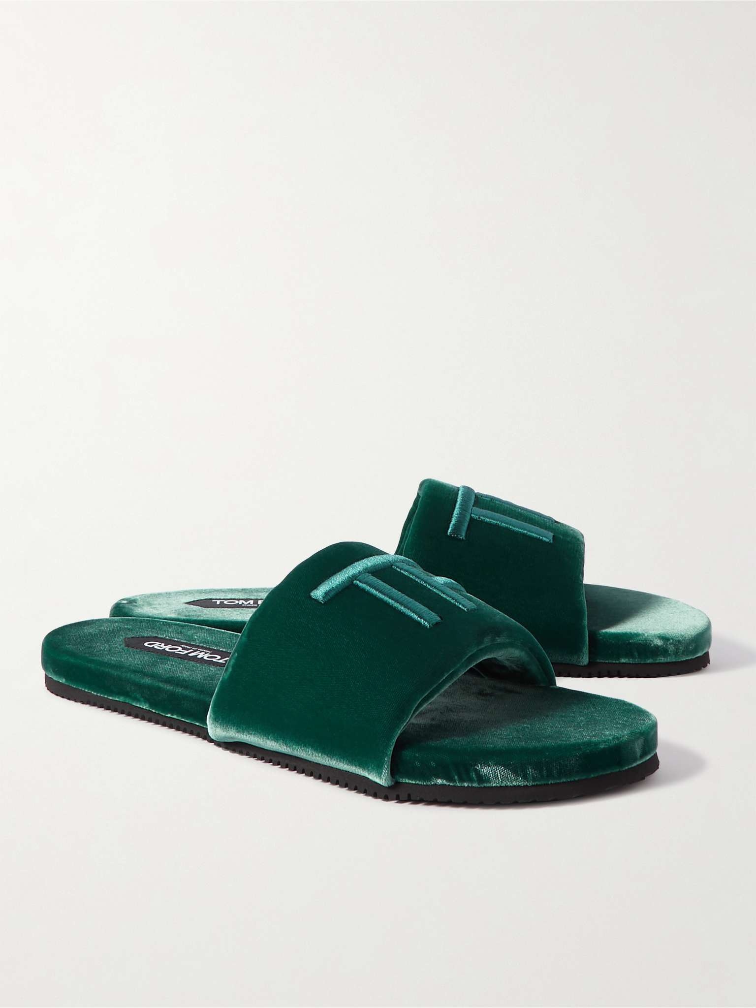 Harrison Logo-Embroidered Velvet Slides - 3