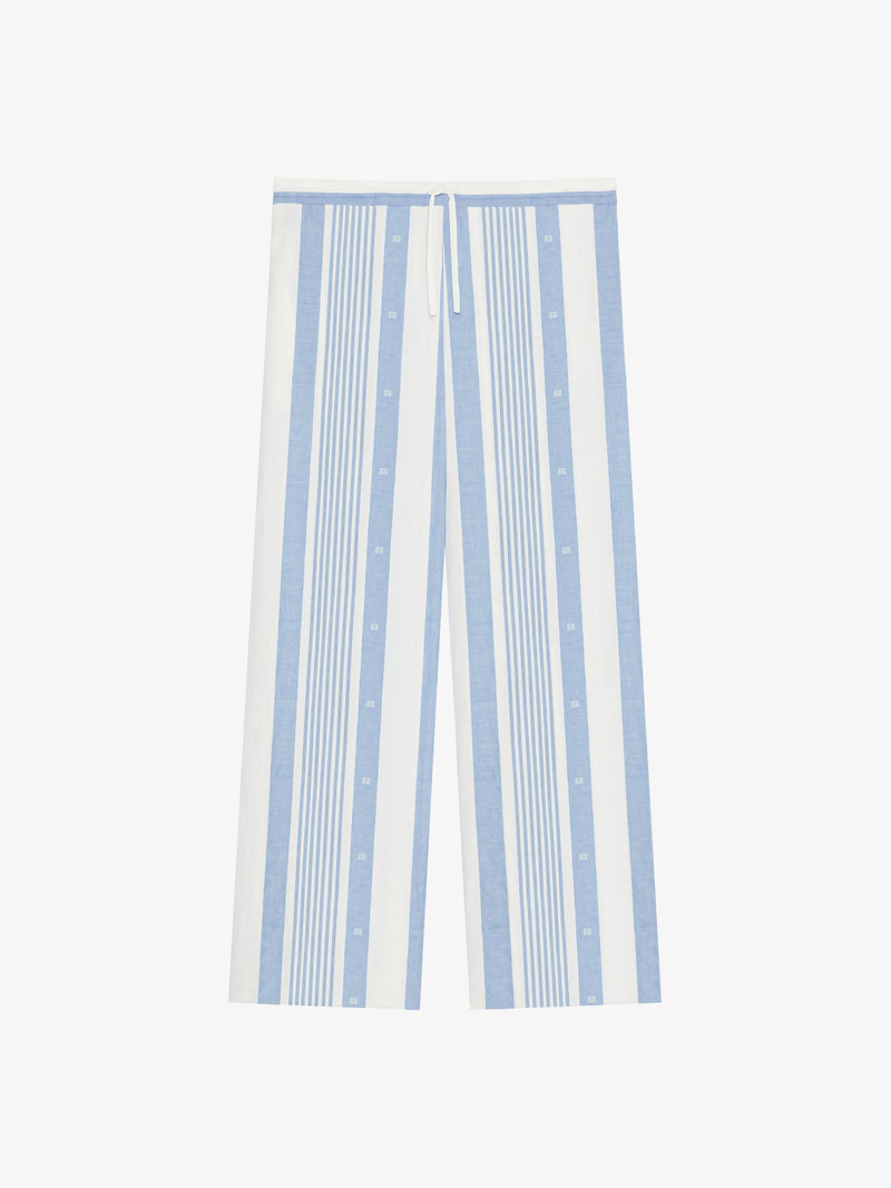 PANTS IN COTTON AND LINEN WITH 4G STRIPES 1