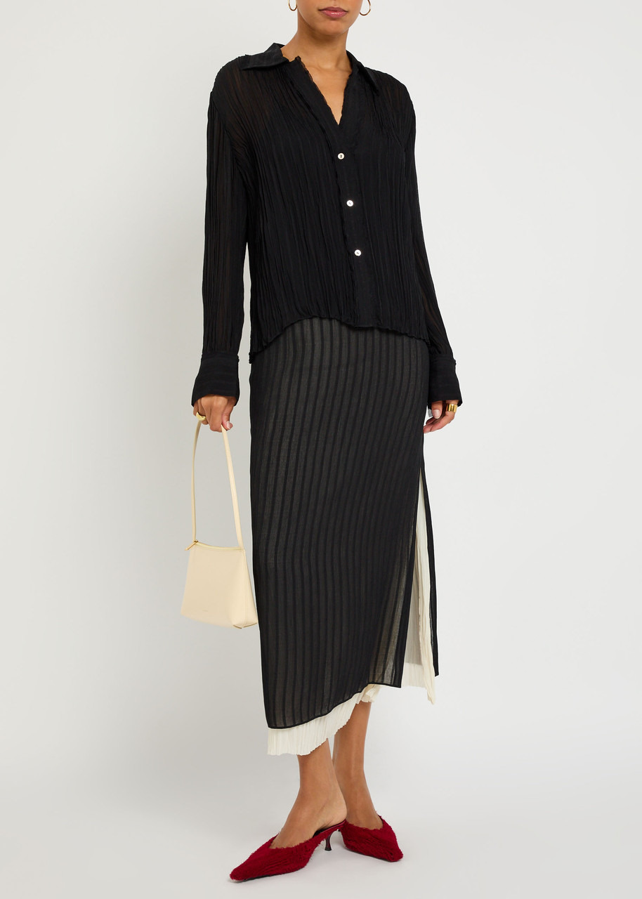 Vince Striped Plissé Chiffon Shirt - 4