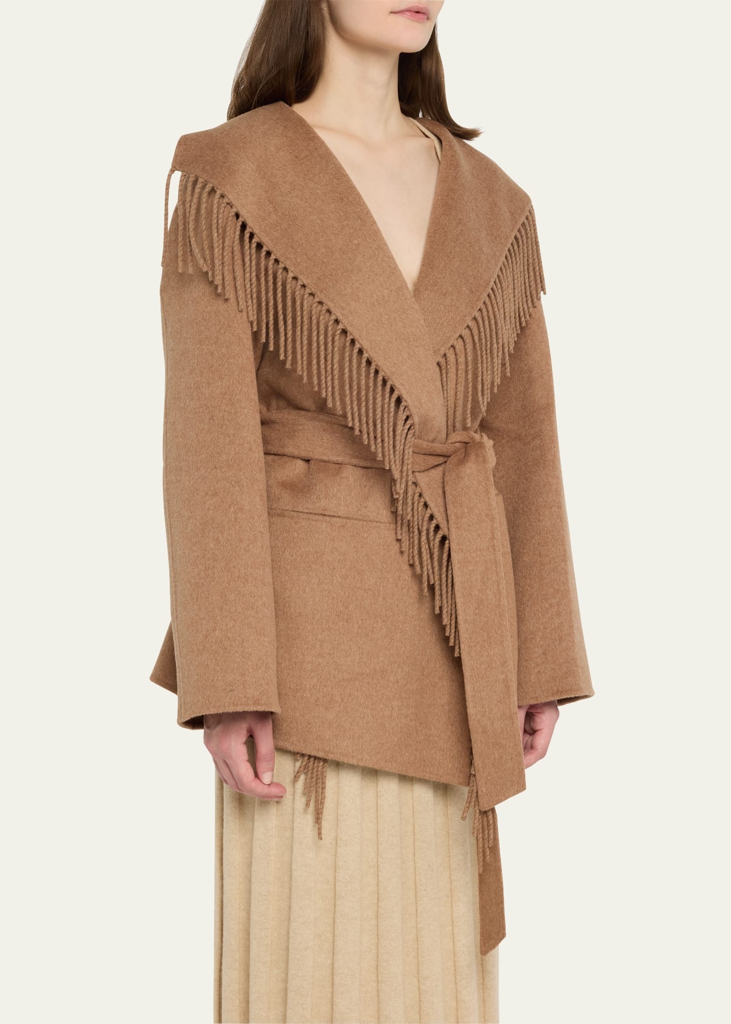 Rowen Fringe Belted Wool-Blend Jacket - 4