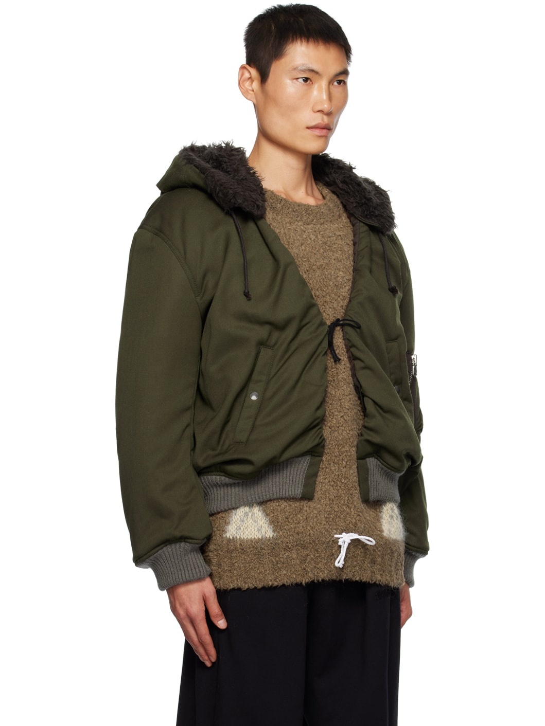 Green Hooded Bomber Jacket - 2