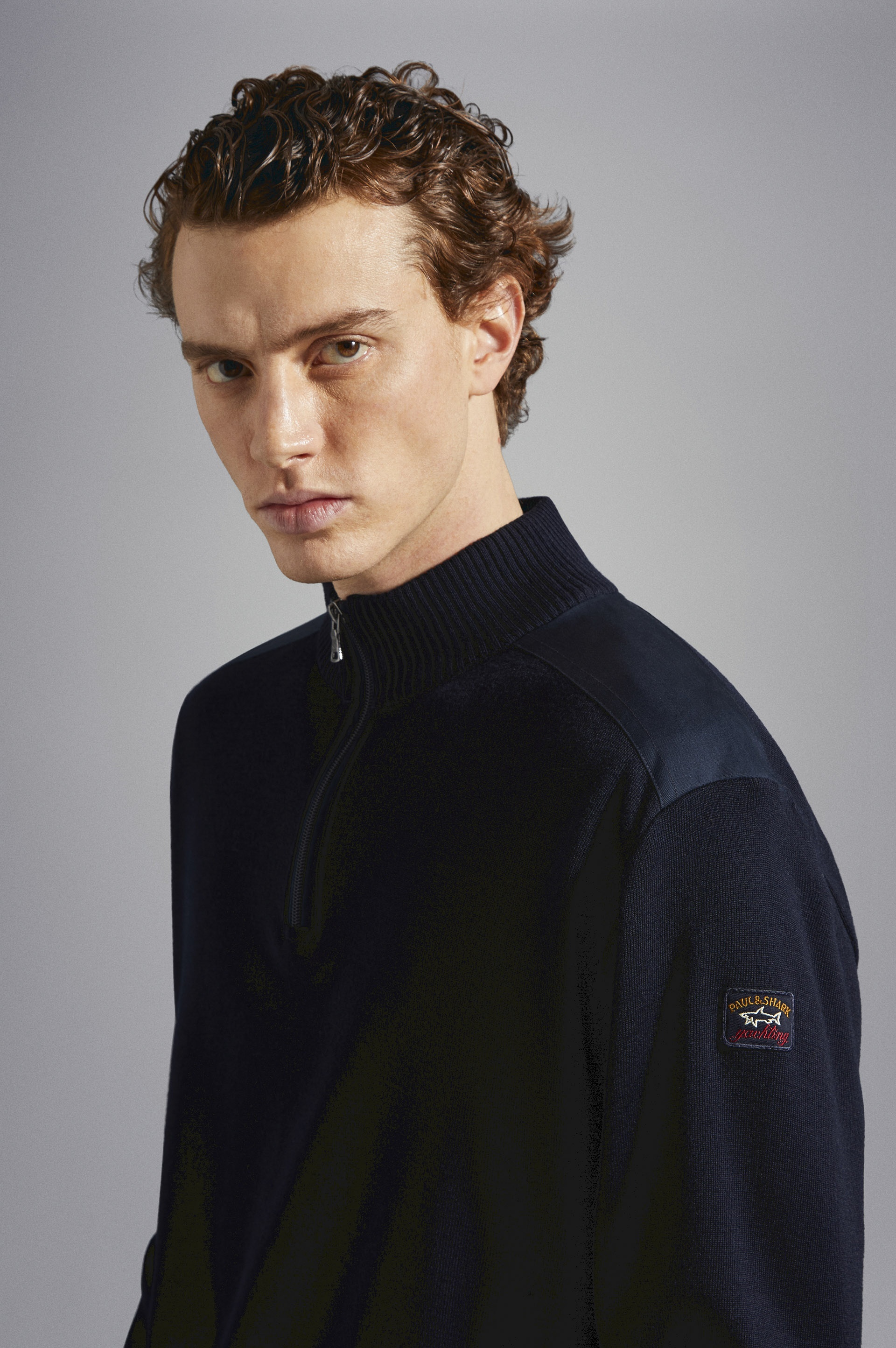 WOOL HALF ZIP SWEATER WITH ICONIC BADGE - 4