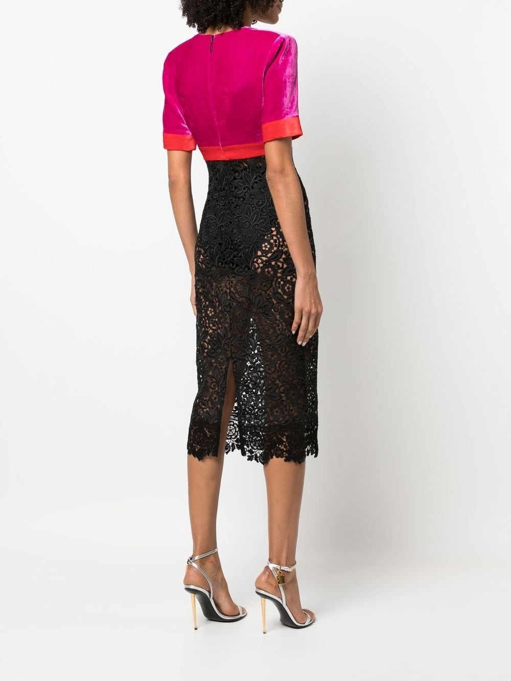 short-sleeved panelled midi dress - 4