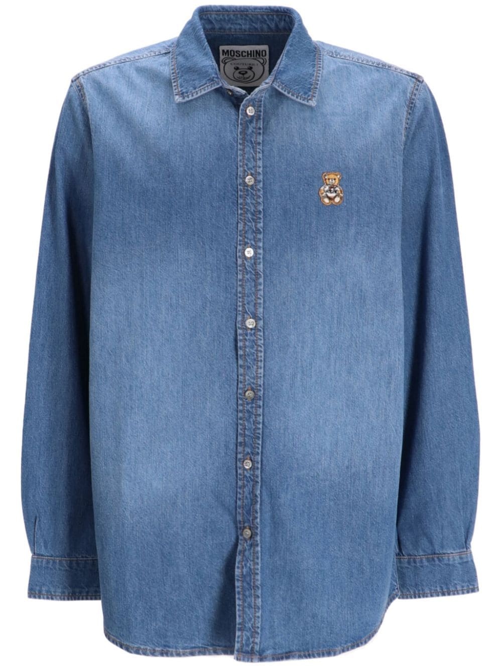 embroidered-logo denim shirt - 1