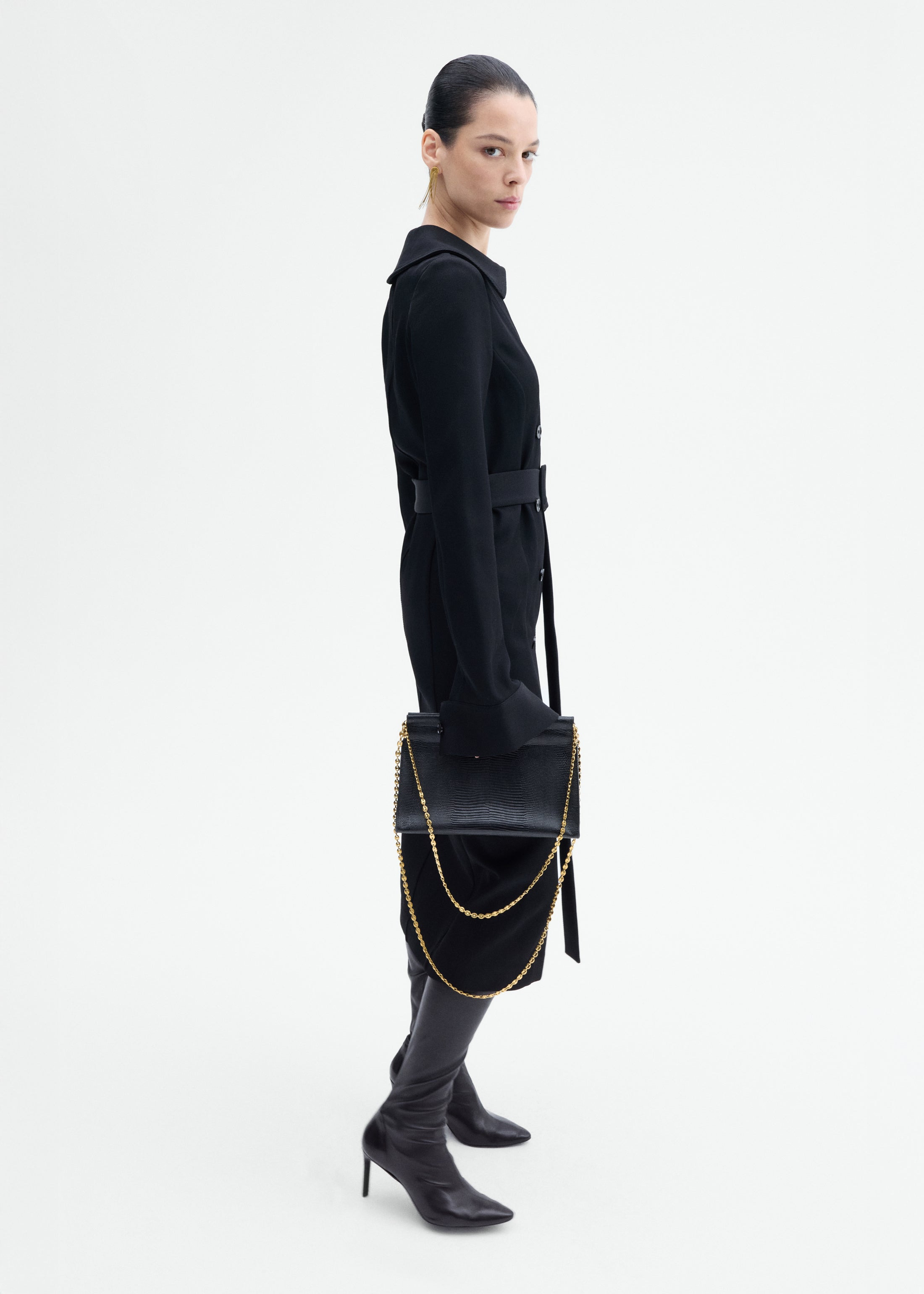 Belted Dress in Wool Twill - 5