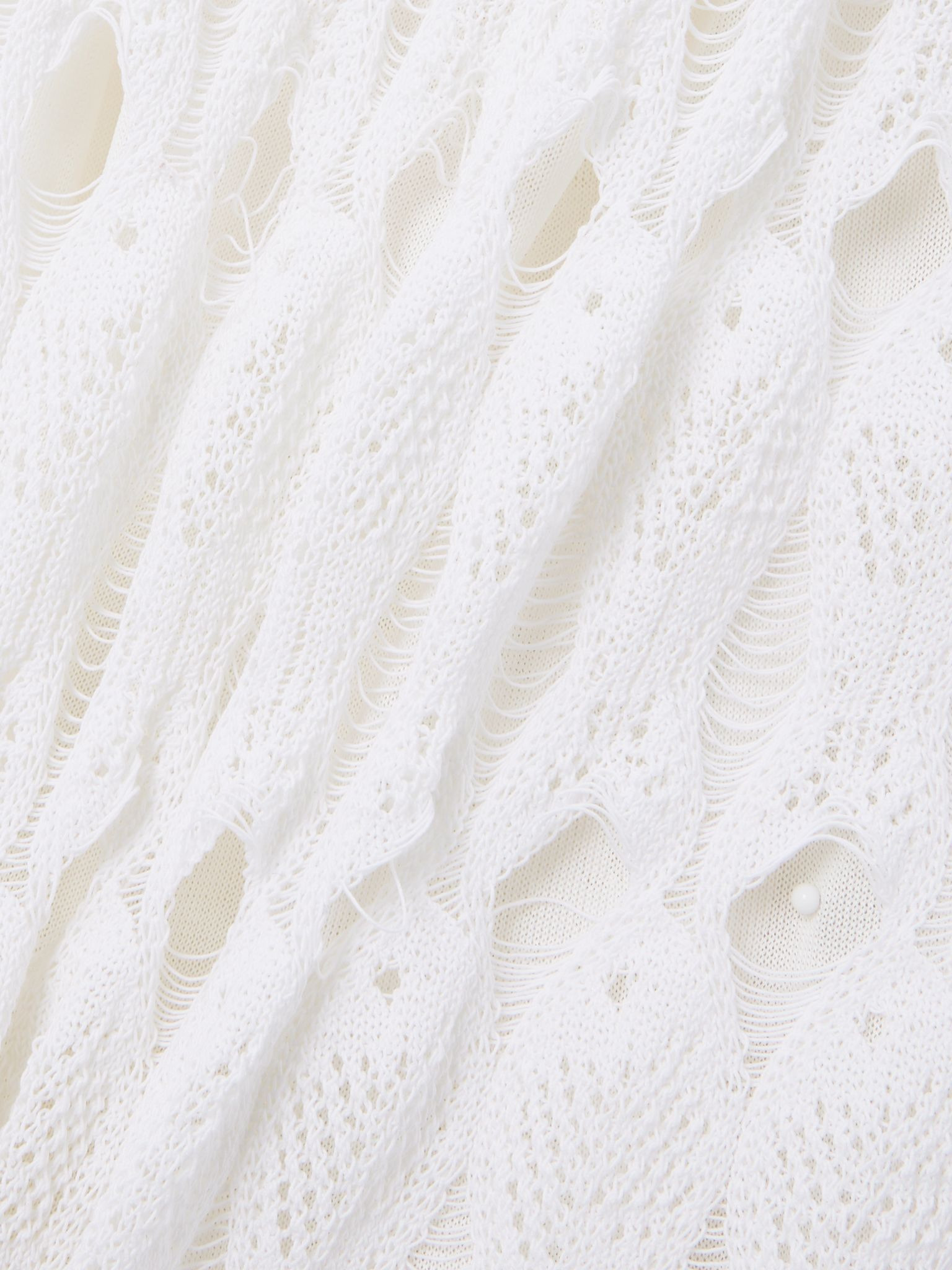 Embellished open-knit cotton and silk-blend midi dress Off-white - 4