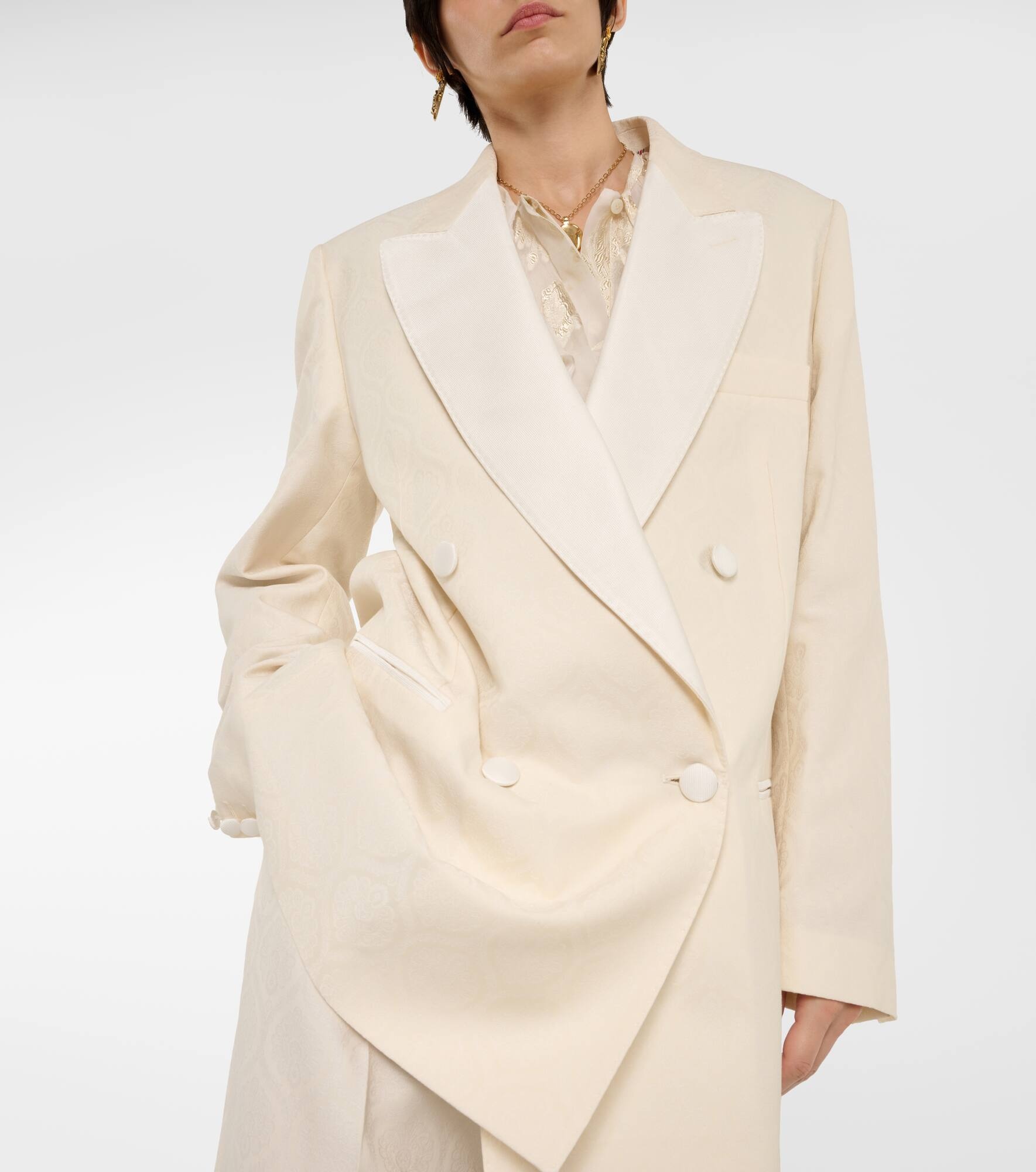 Floral cotton and wool jacquard blazer - 6