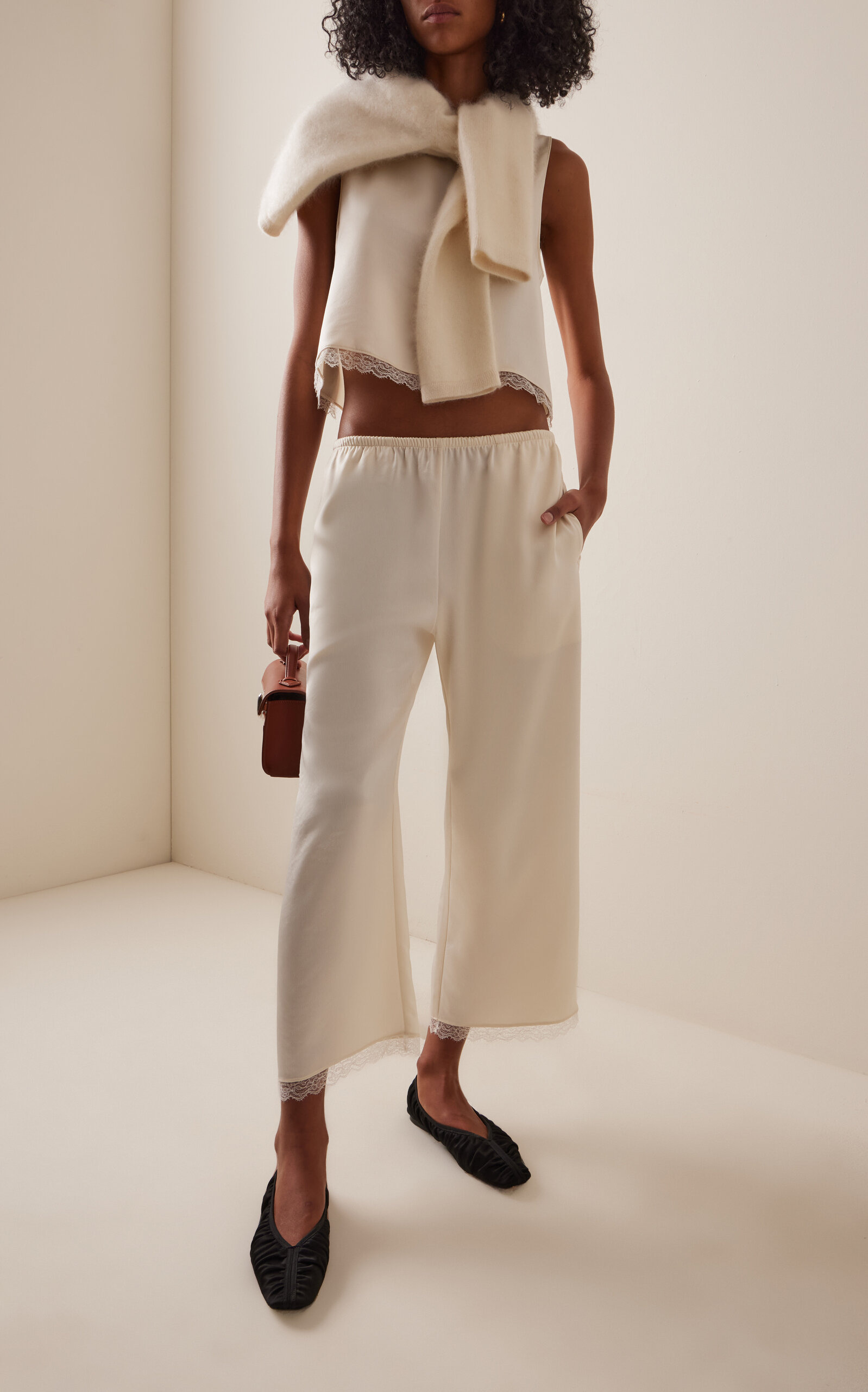 Barb Cropped Lace Pants ivory - 2