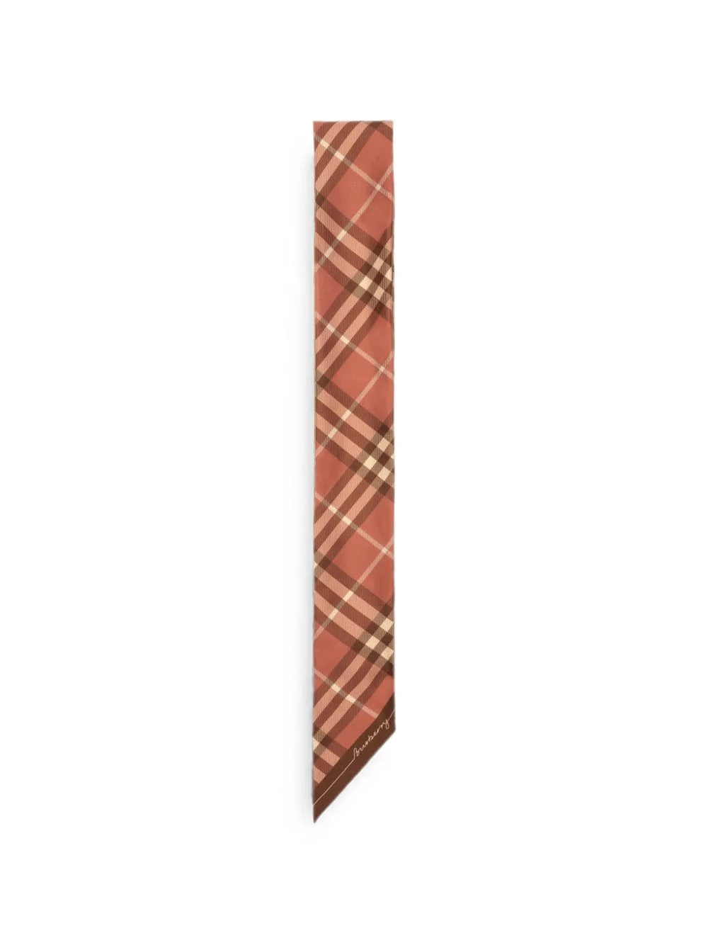 skinny contrast Check silk scarf - 1