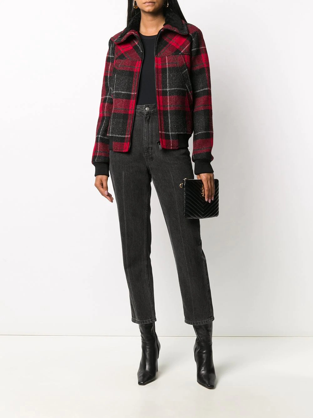 checked bomber jacket - 2