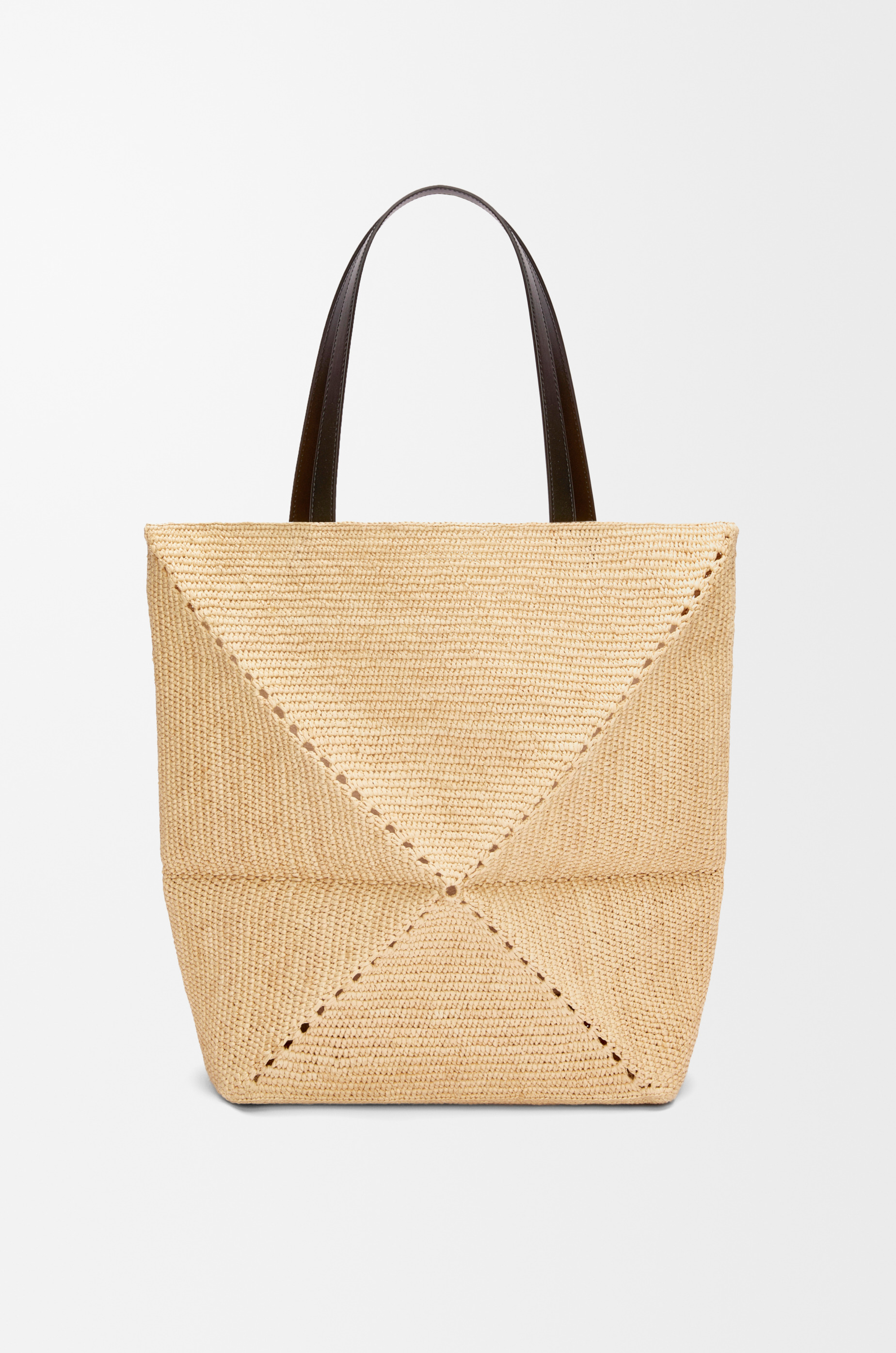 XL Puzzle Fold Tote in raffia - 7
