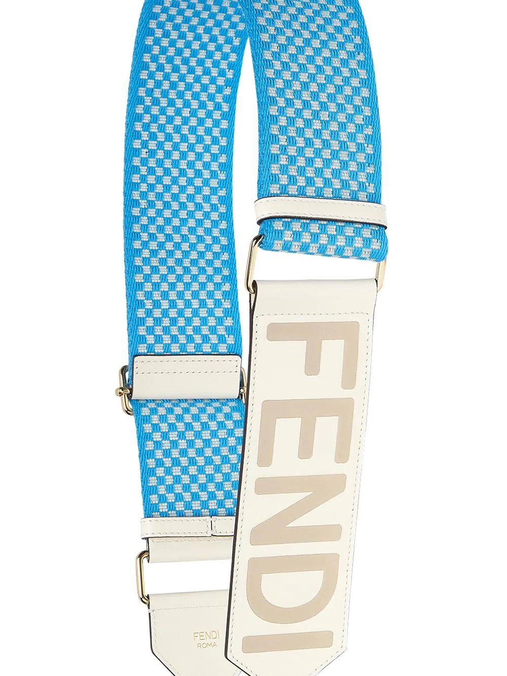 logo-print check bag strap - 2