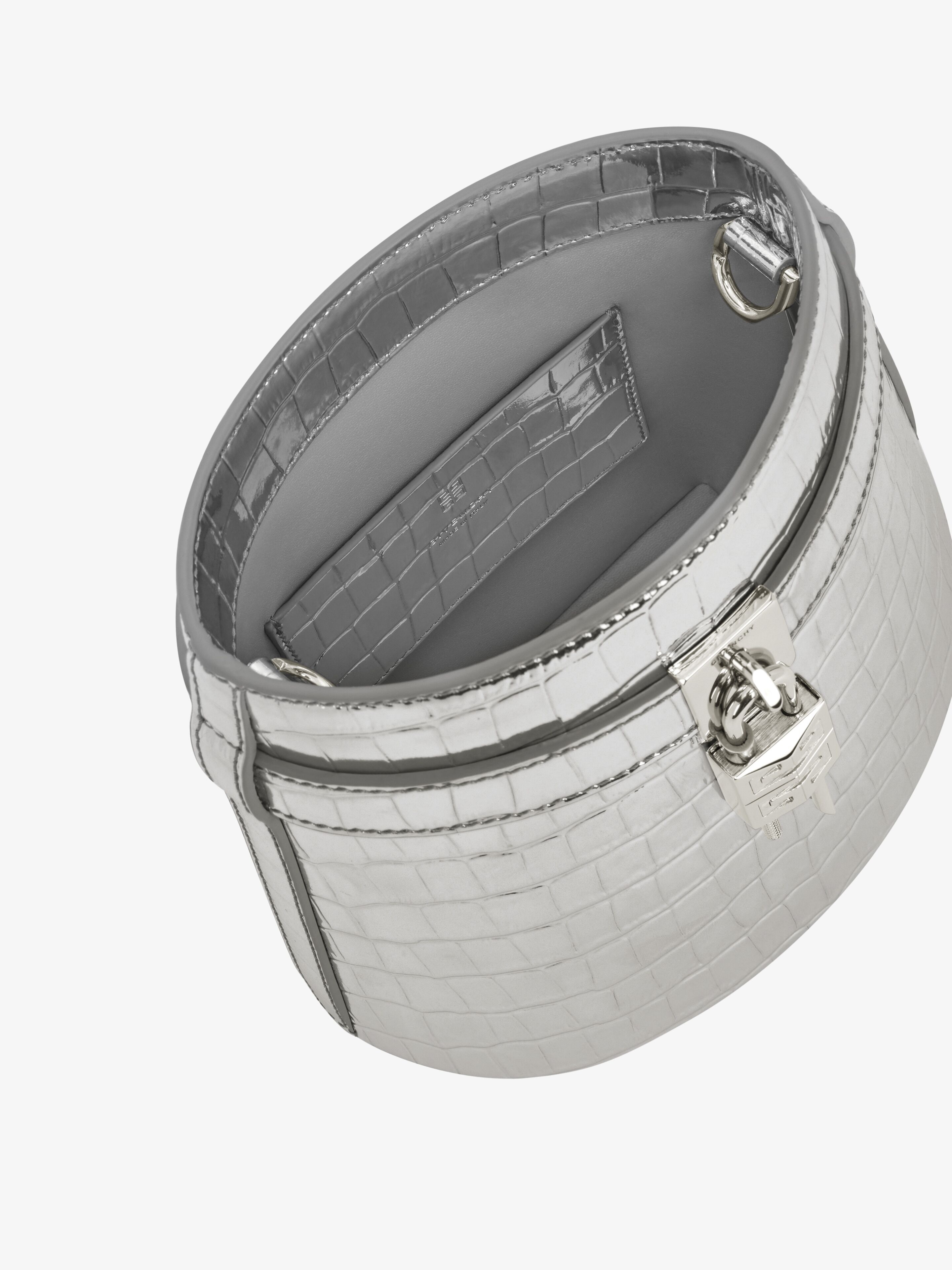 SHARK LOCK BUCKET BAG IN CROCODILE EFFECT LEATHER - 6