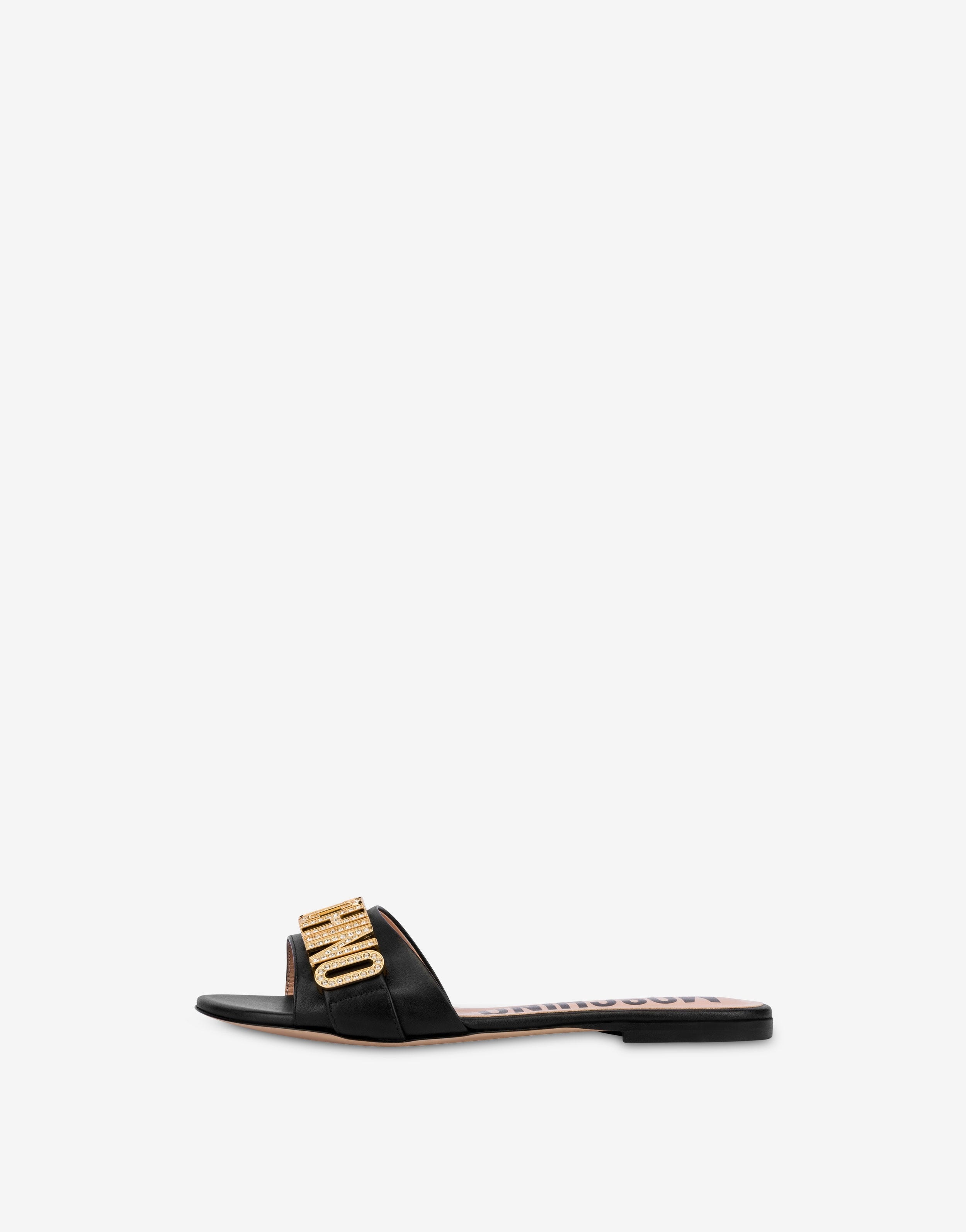 CALFSKIN JEWEL LOGO FLAT SANDALS - 2