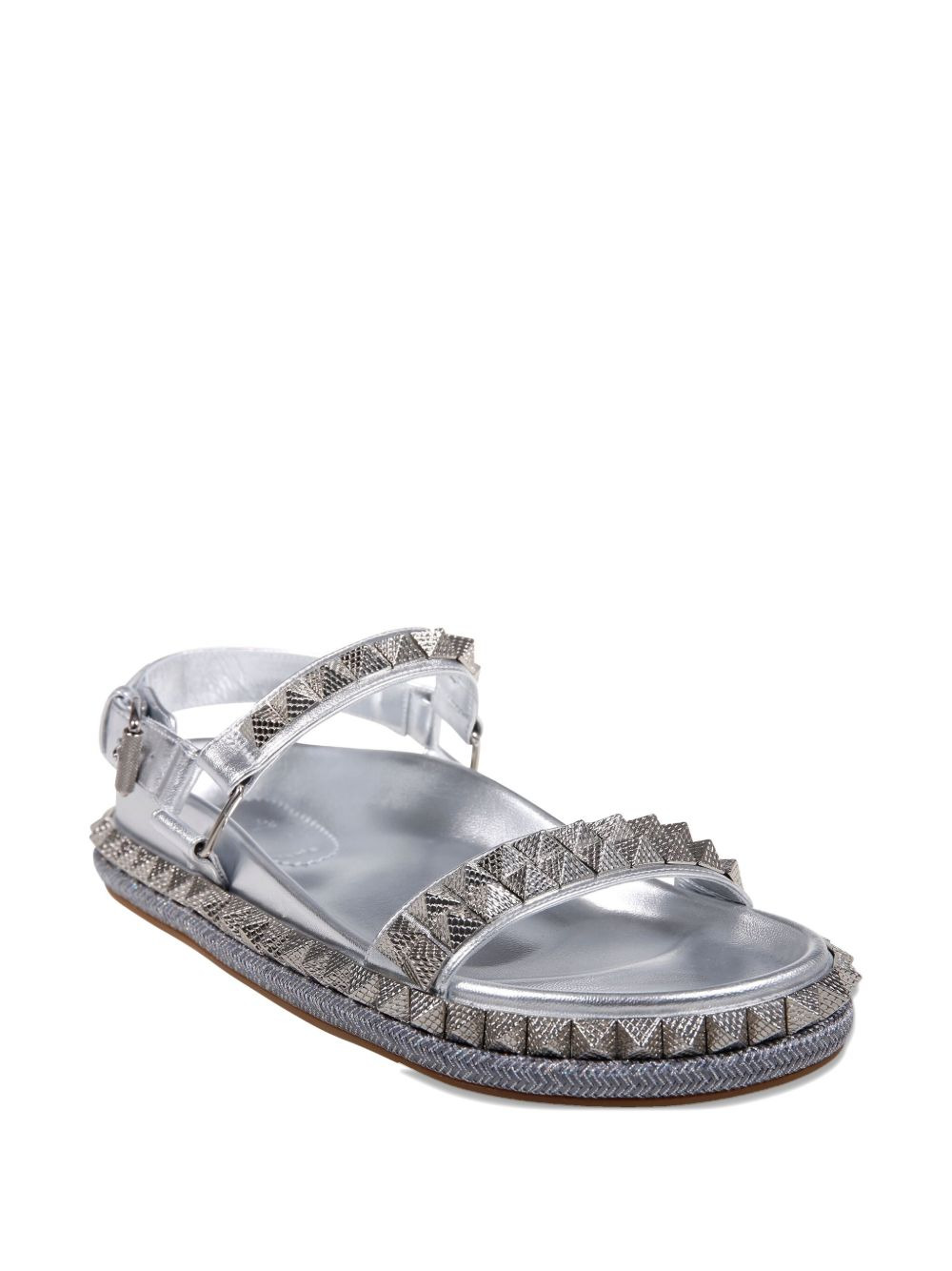 studded braided-trim flat sandals - 2