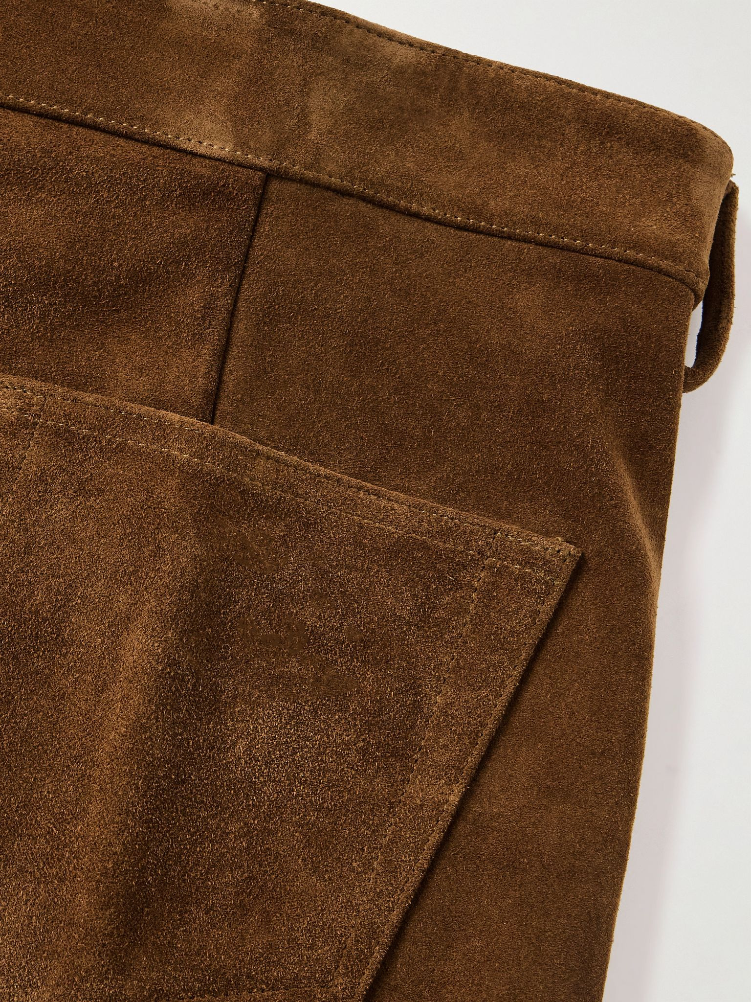Geth Wide-Leg Panelled Suede Trousers Brown - 5
