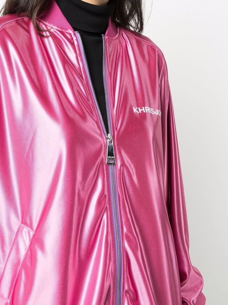 logo-print metallic bomber jacket 5