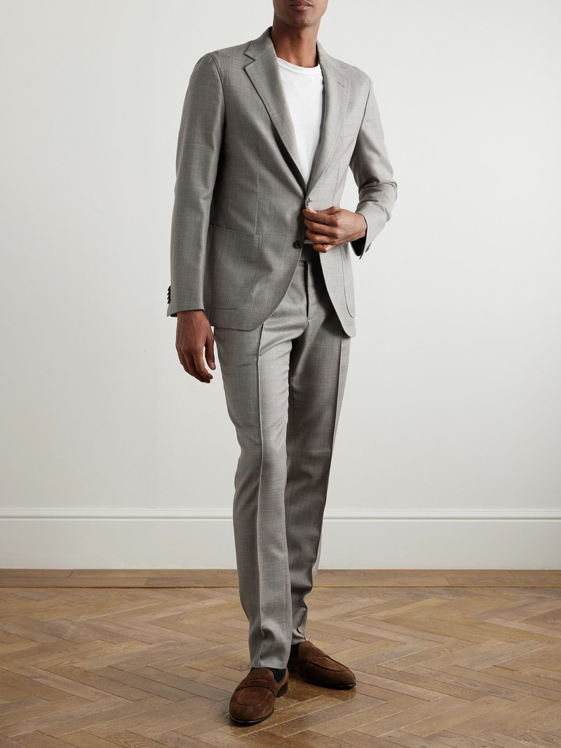 Brioni Melbourne Straight-Leg Pleated Wool and Silk-Blend Trousers Gray outlook