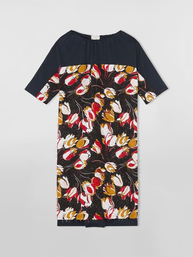 ORGANIC COTTON JERSEY DRESS WITH CONTRAST BOW - 1