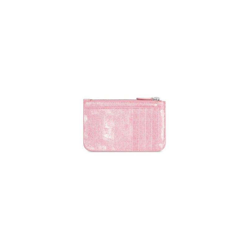 BALENCIAGA Women's Cash Large Long Coin And Card Holder Denim Printed  in Pink outlook