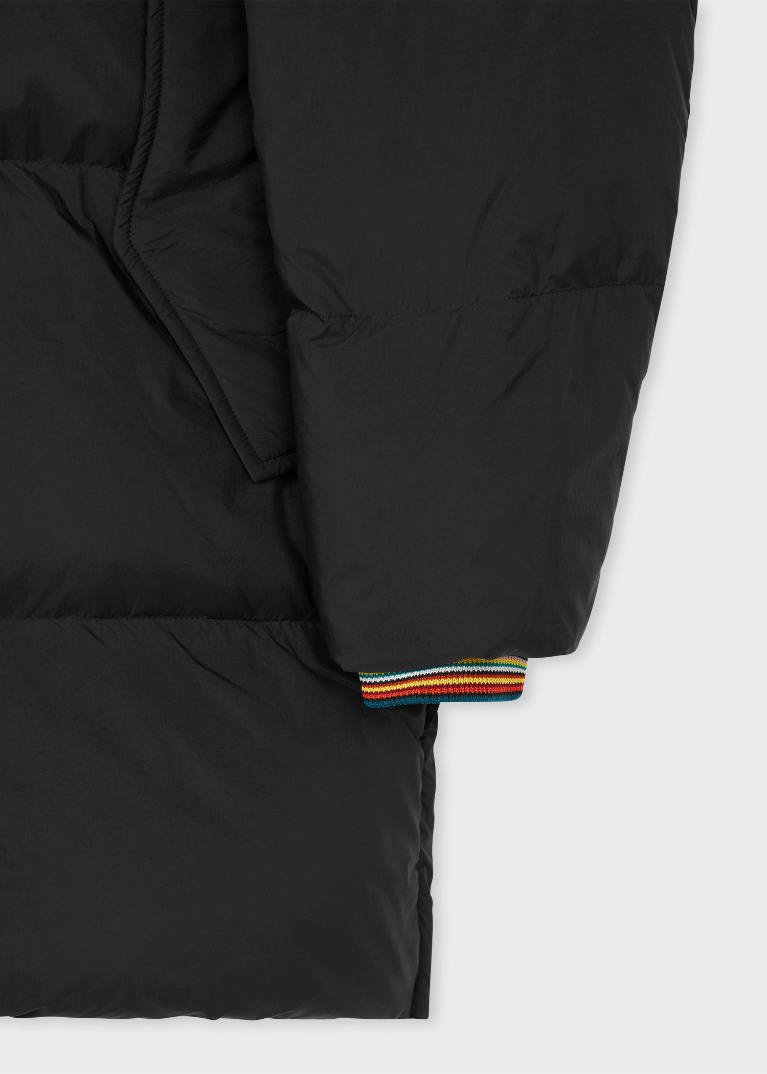 Black Water Repellent Mid-Length Down Coat - 3
