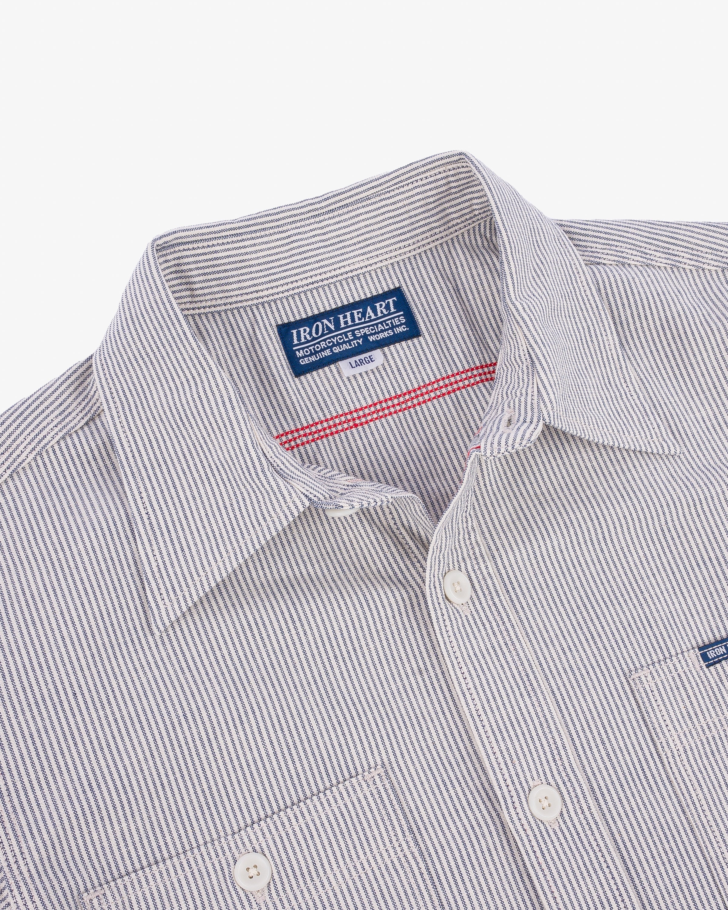 5OZ SELVEDGE OX CLOTH SHORT SLEEVED WORK SHIRT - HICKORY STRIPE - 8