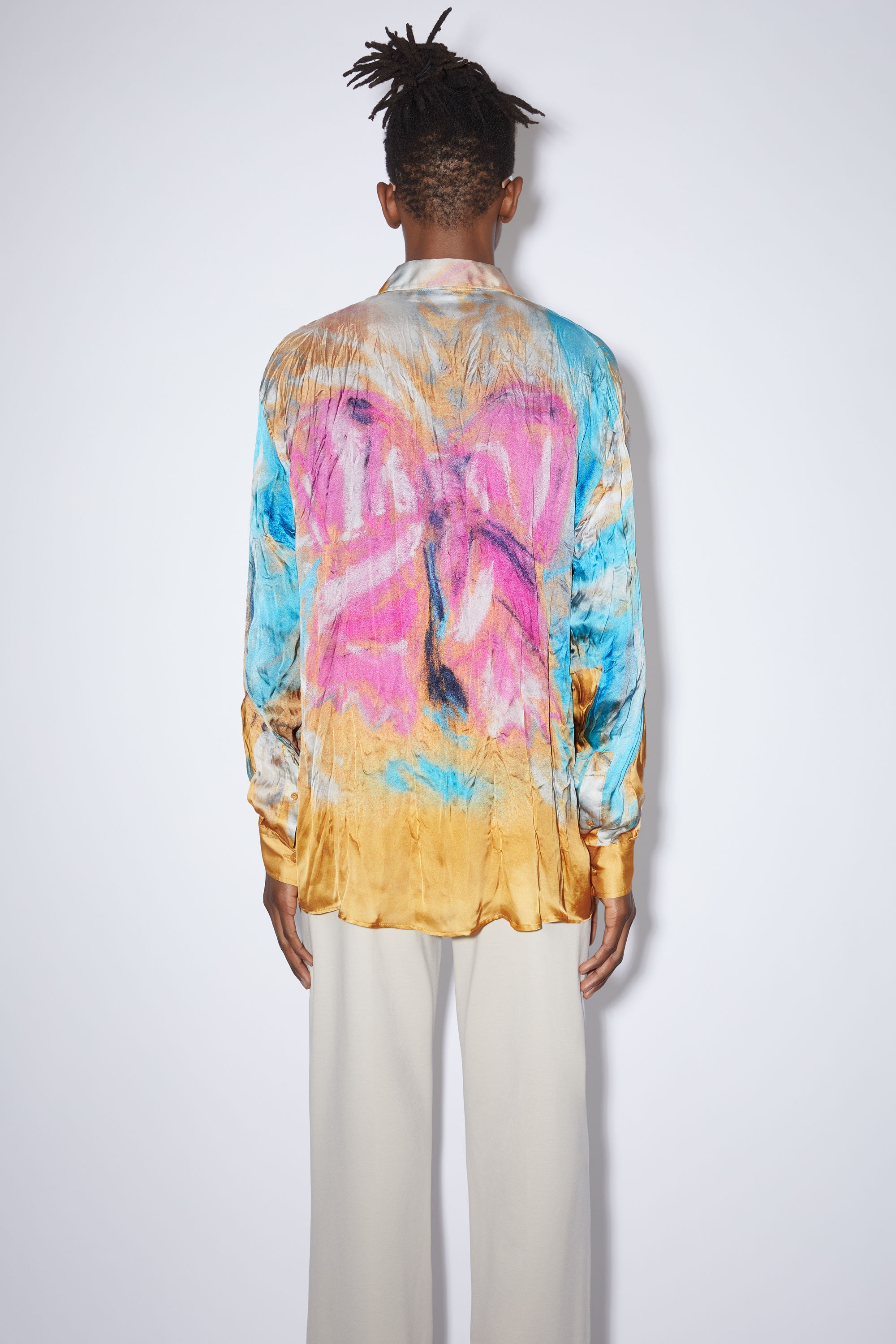 Printed button-up shirt - Straw yellow/pink - 3