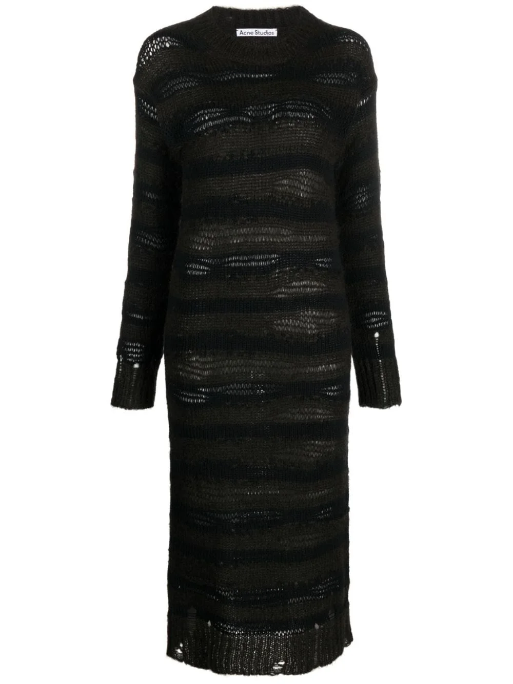 striped open-knit midi dress - 1