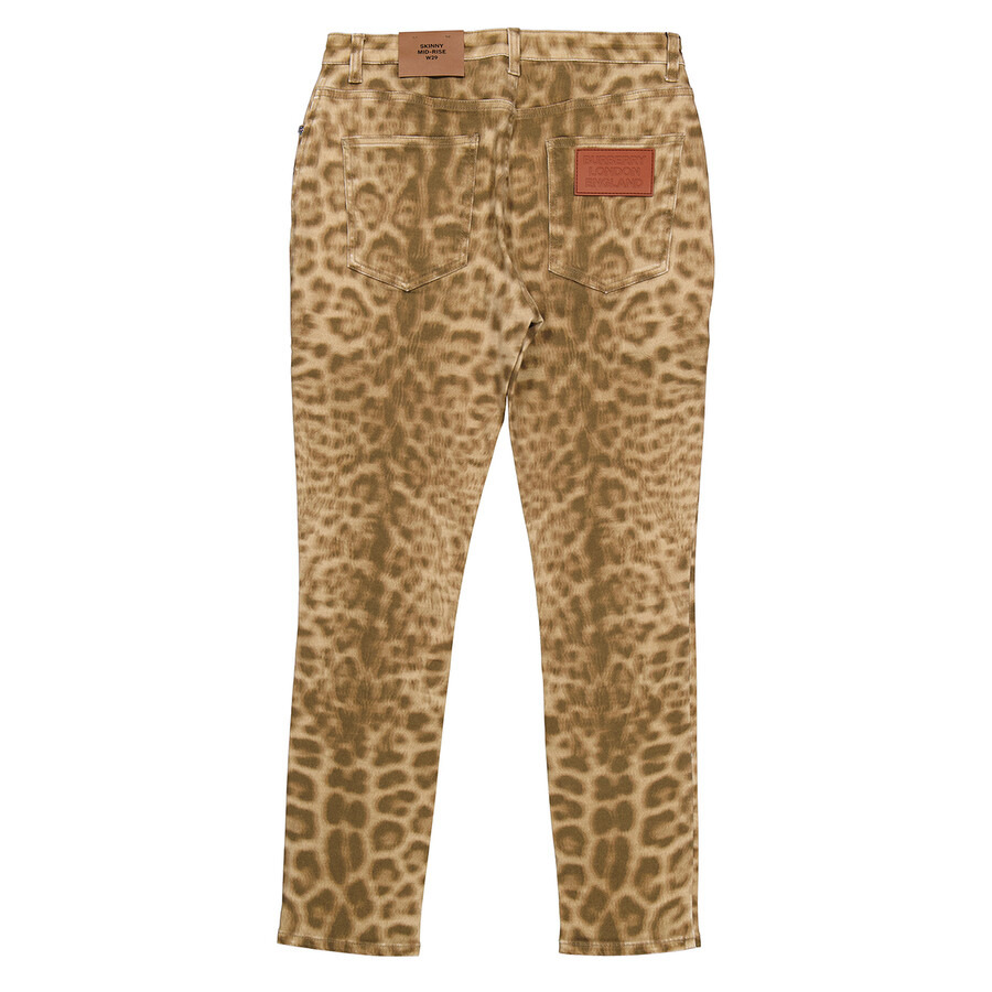 Burberry Ladies Beige Straight Fit Leopard Print Japanese Denim Jeans - 2