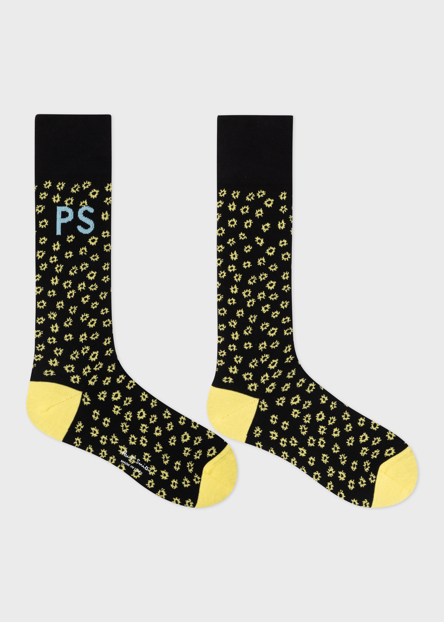Black Cotton-Blend Floral Socks - 2