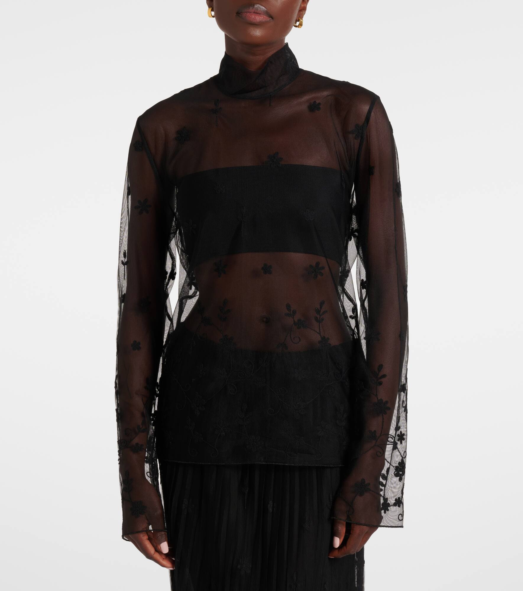 Embroidered tulle blouse - 6