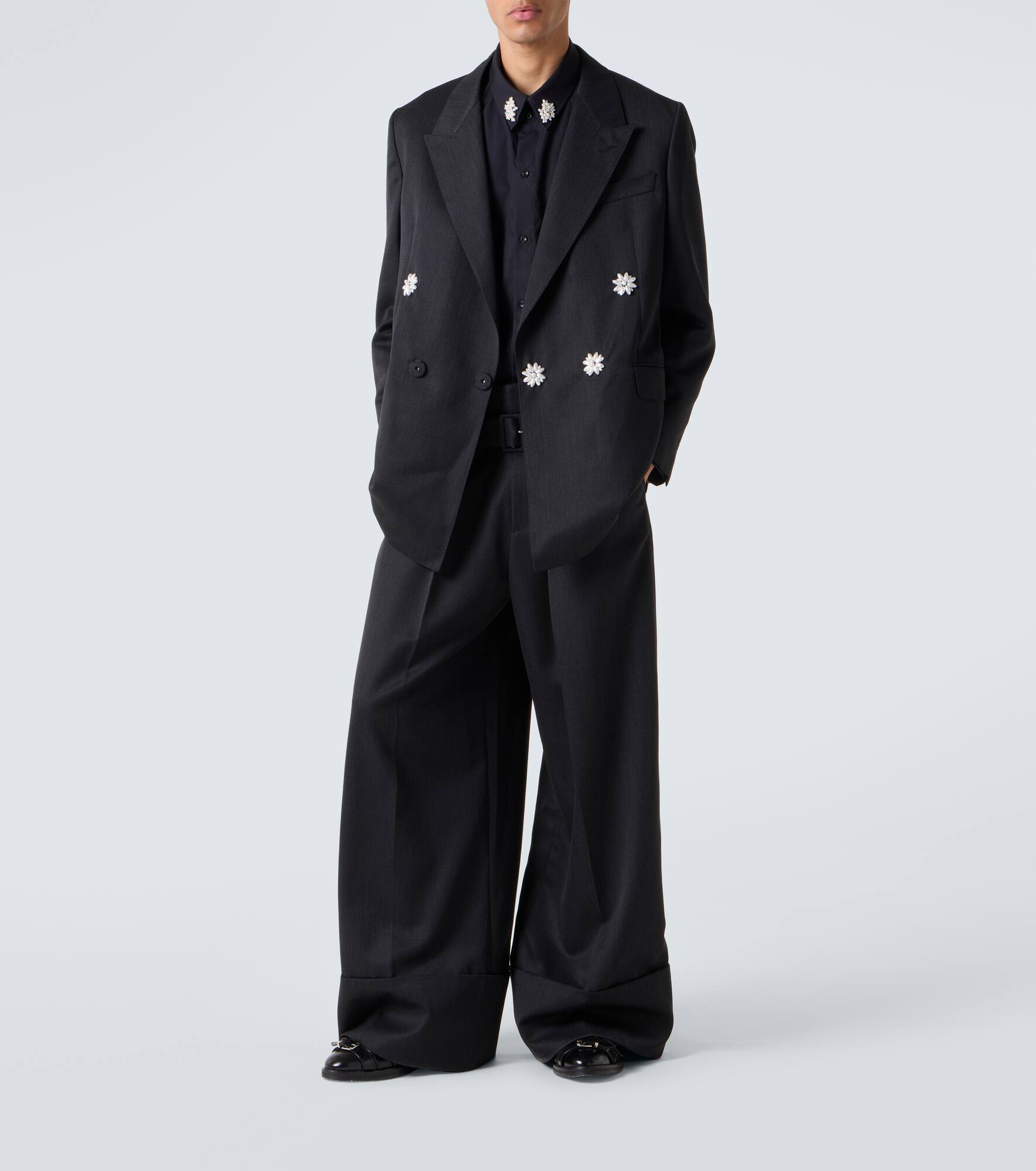 Faux pearl cotton poplin shirt - 2
