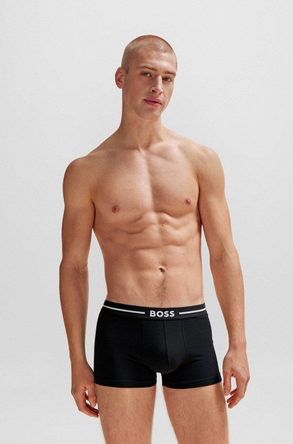 THREE-PACK OF STRETCH-COTTON TRUNKS WITH LOGO WAISTBANDS - 6