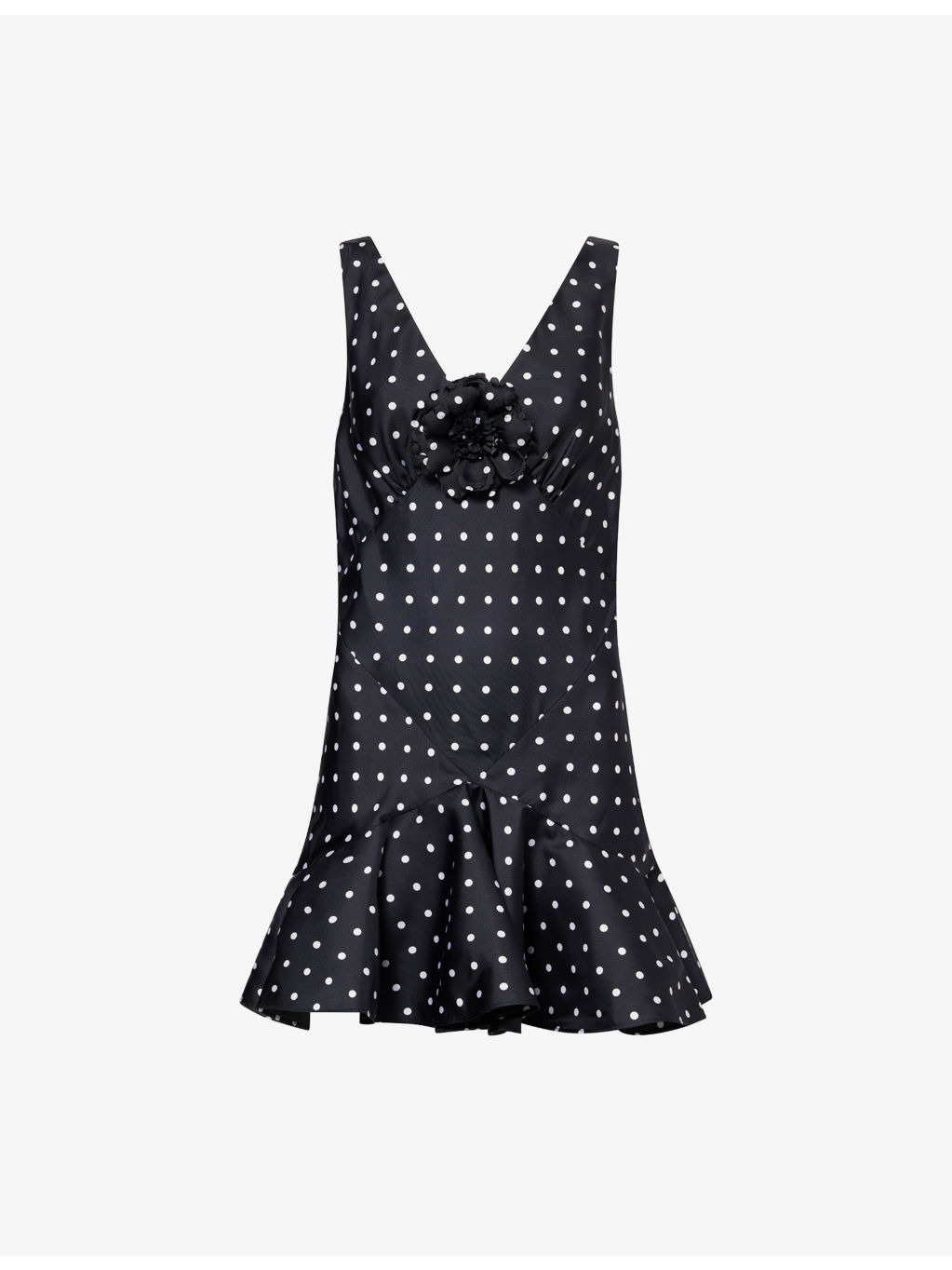 Polka-Dot Ruffled Silk Mini Dress - 1