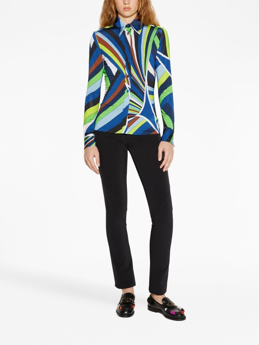 wave-print long-sleeve shirt - 2