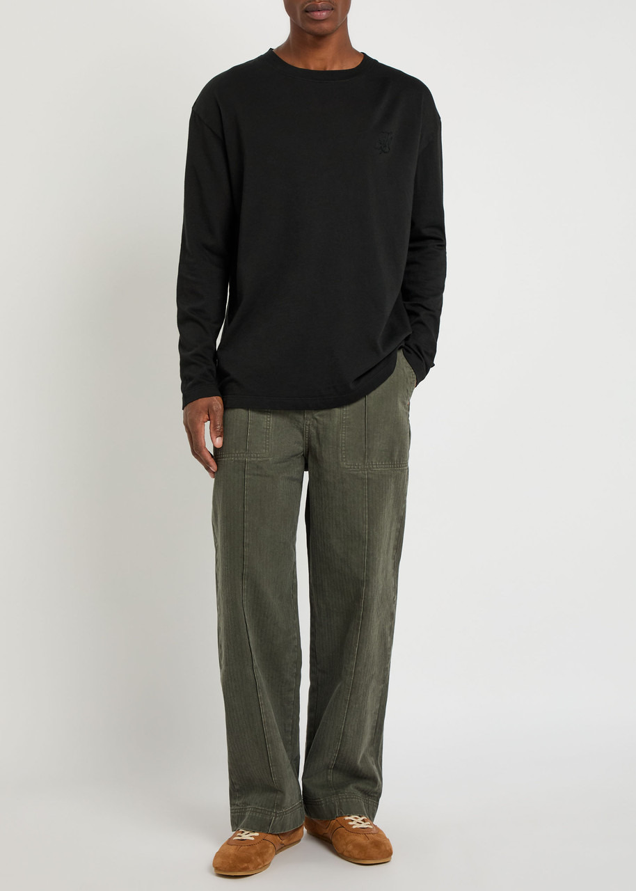 The Elder Statesman Pica Logo-embroidered Cotton and Cashmere-blend top - 4