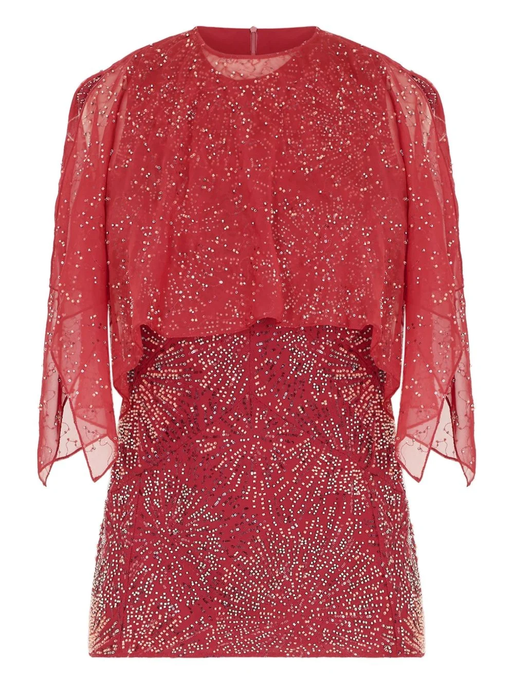 chiffon cape pearl embroidered top - 1