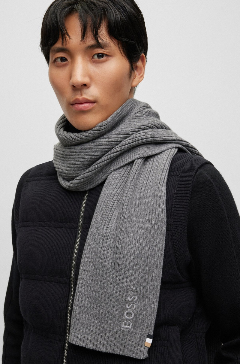 RIBBED SCARF IN A COTTON BLEND WITH LOGO DETAILS 3
