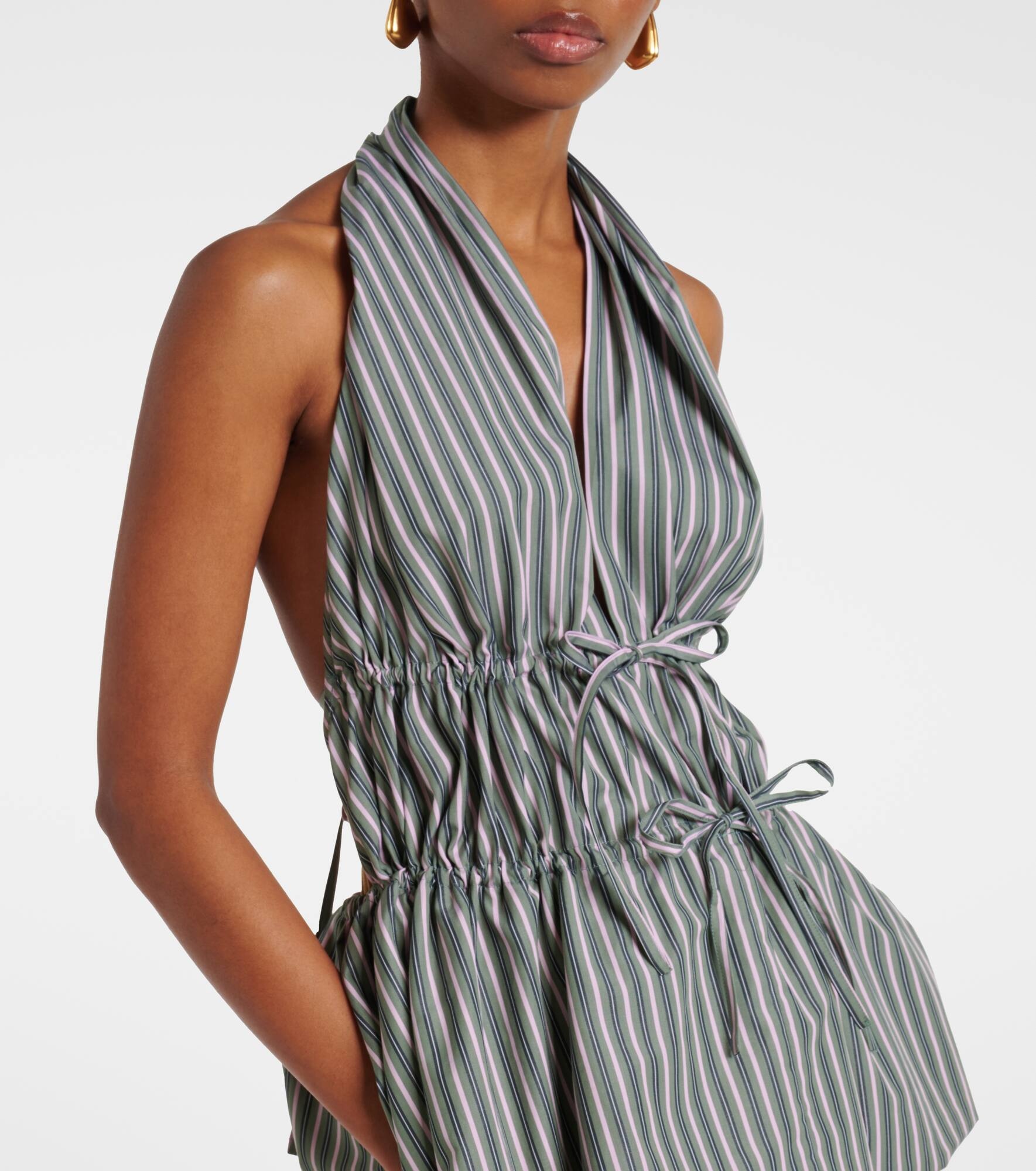 Striped halterneck cotton top - 4