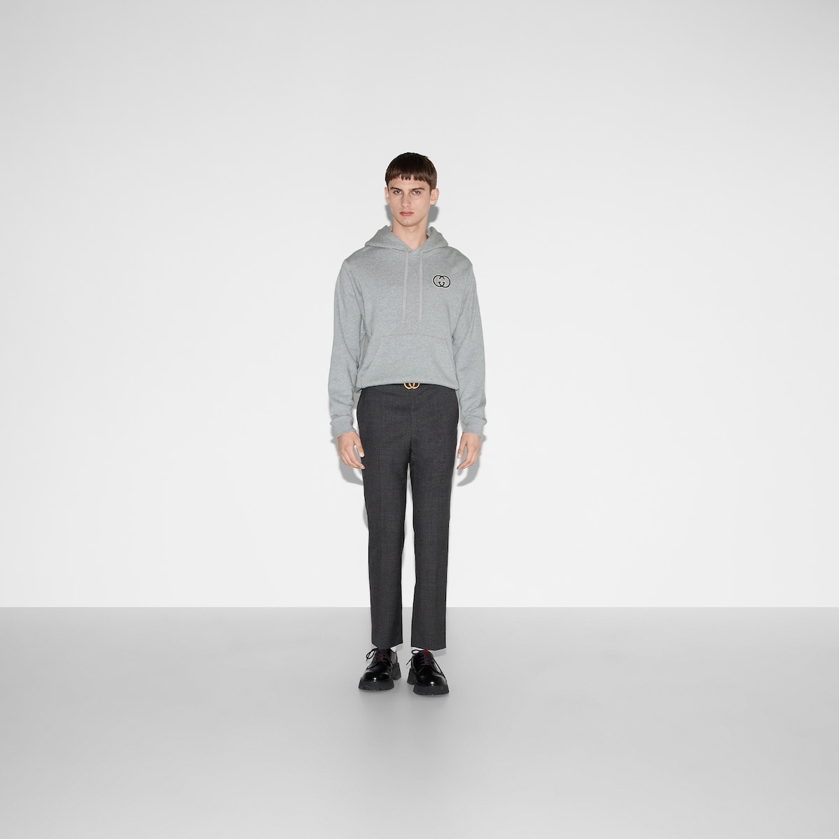 Off-White Felted Cotton Jersey Hooded Sweatshirt With Interlocking G