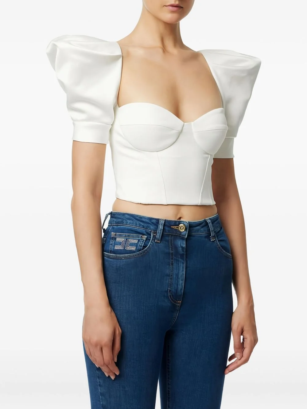 balloon-sleeve bustier top - 1
