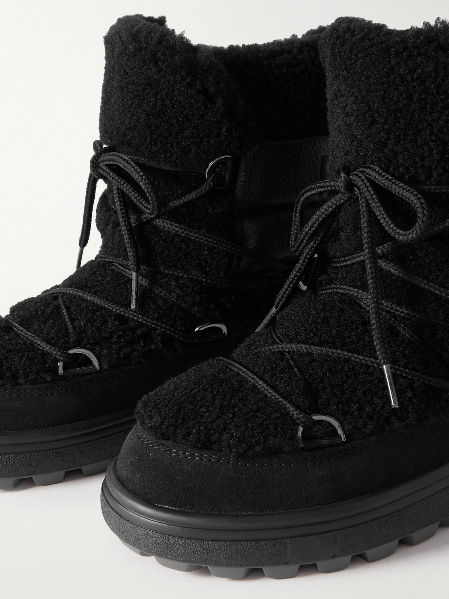 Chamonix shearling, textured-leather and suede snow boots Black - 4
